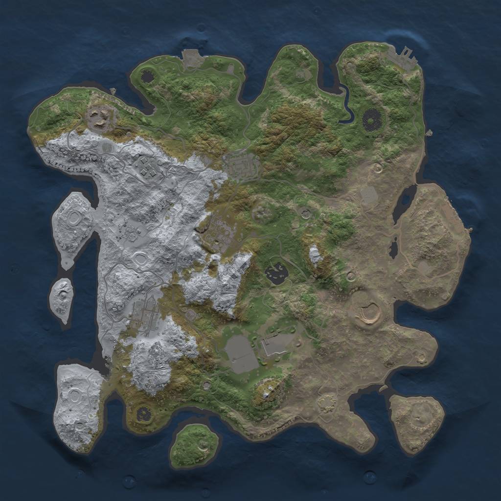 Rust Map: Procedural Map, Size: 3500, Seed: 6056, 16 Monuments