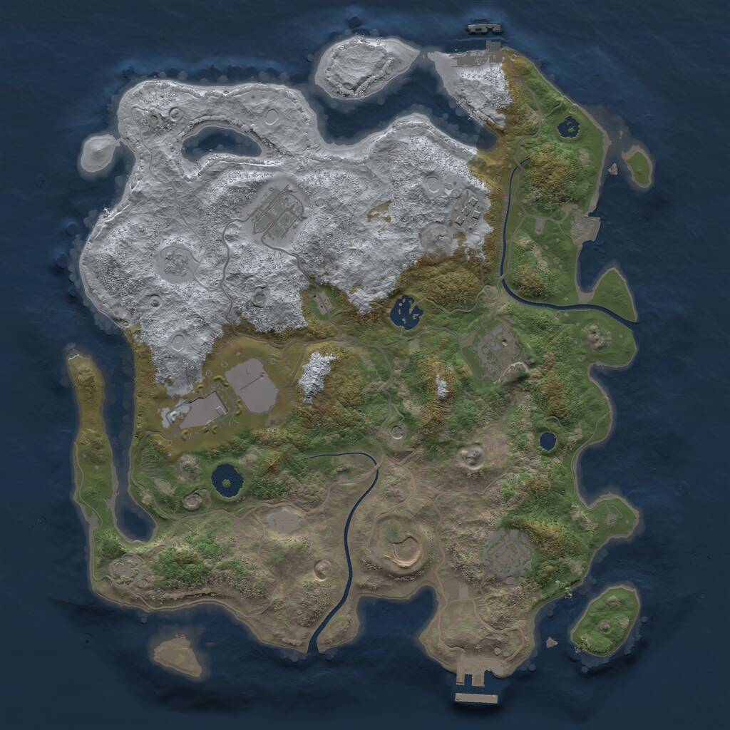 Rust Map: Procedural Map, Size: 3500, Seed: 933374867, 13 Monuments