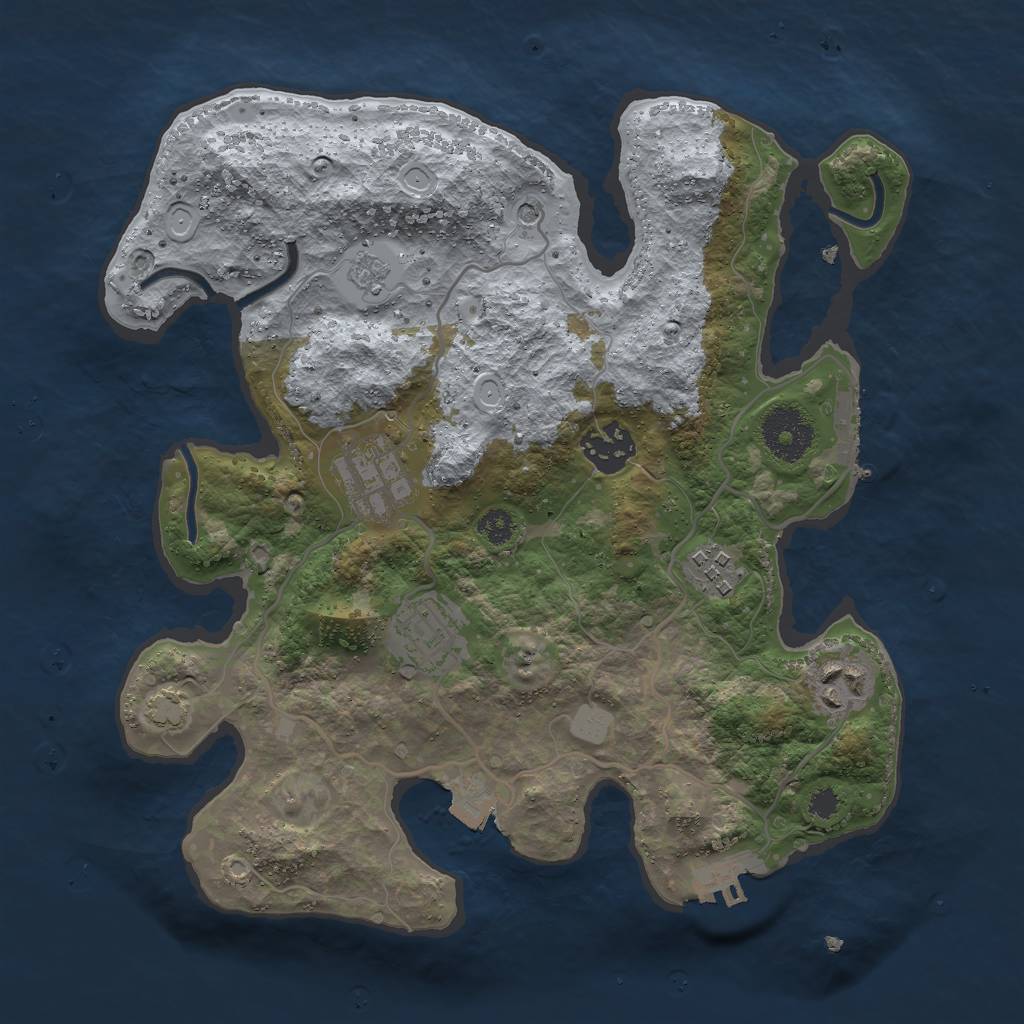 Rust Map: Procedural Map, Size: 3000, Seed: 1005597590, 13 Monuments