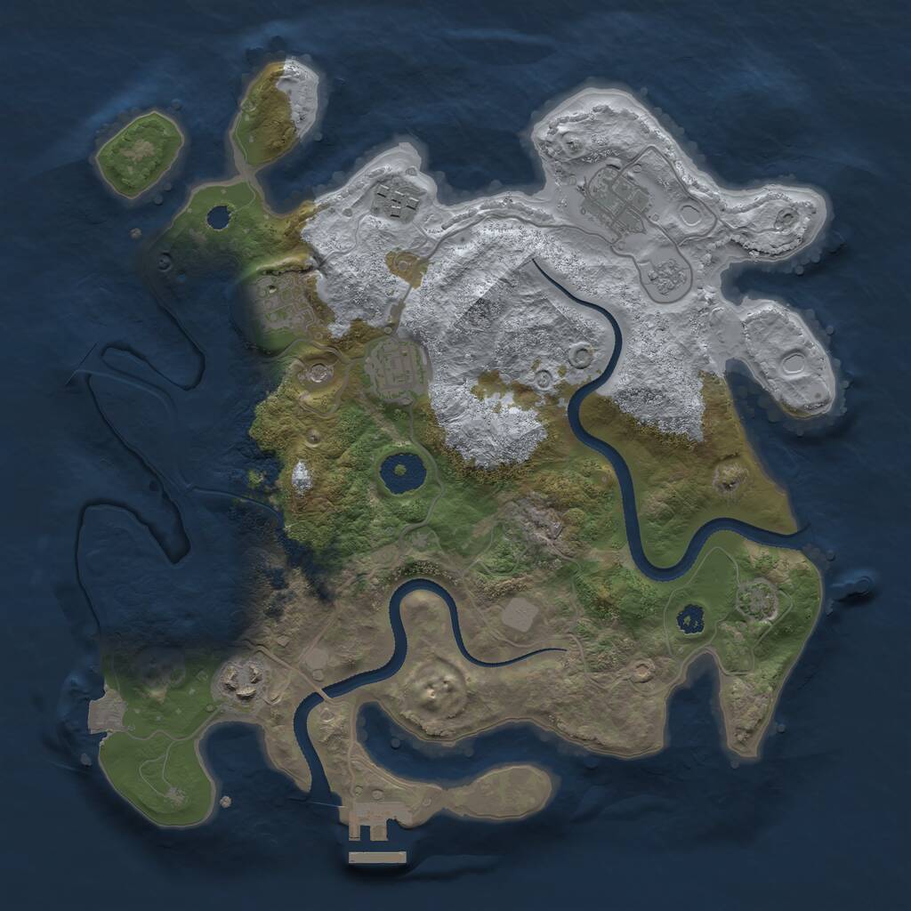 Rust Map: Procedural Map, Size: 3200, Seed: 69, 10 Monuments