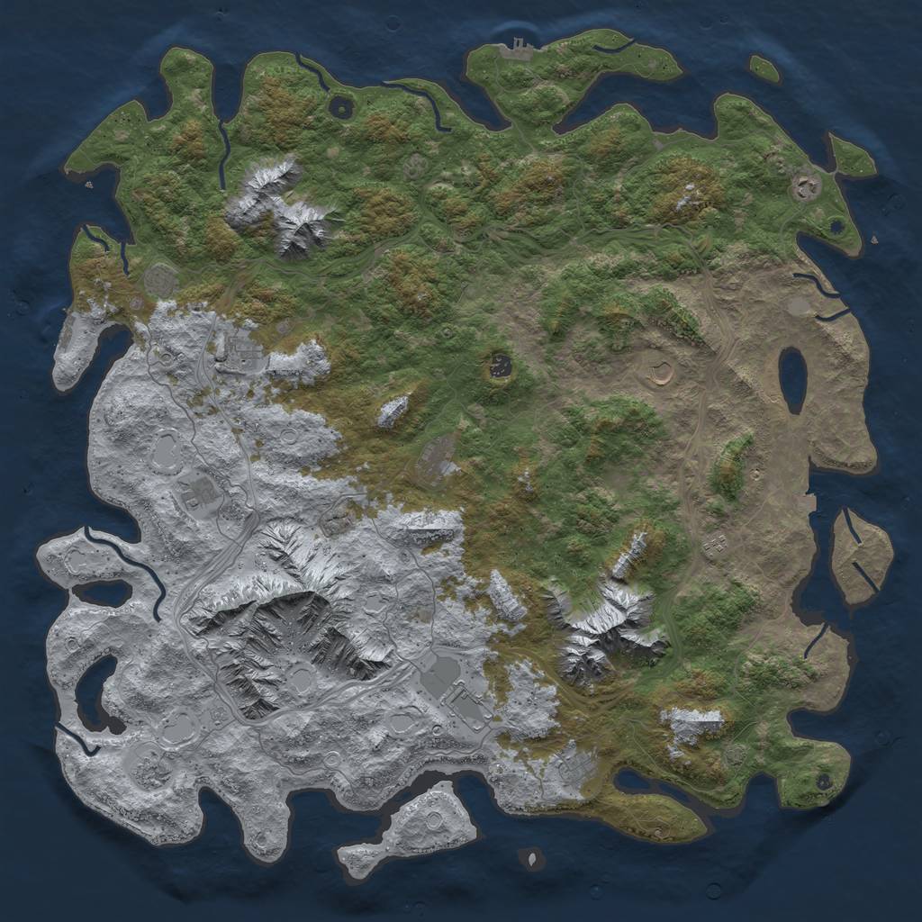 Rust Map: Procedural Map, Size: 6000, Seed: 892643583, 19 Monuments