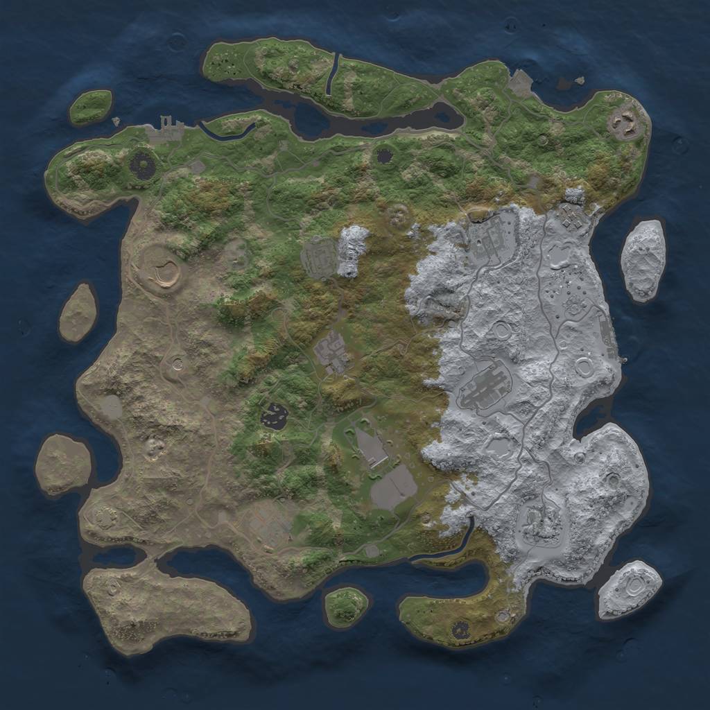Rust Map: Procedural Map, Size: 4000, Seed: 1215859560, 19 Monuments