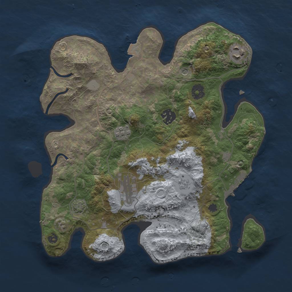 Rust Map: Procedural Map, Size: 3000, Seed: 1740040029, 11 Monuments