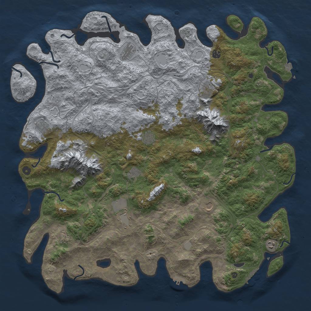 Rust Map: Procedural Map, Size: 5400, Seed: 406927476, 19 Monuments