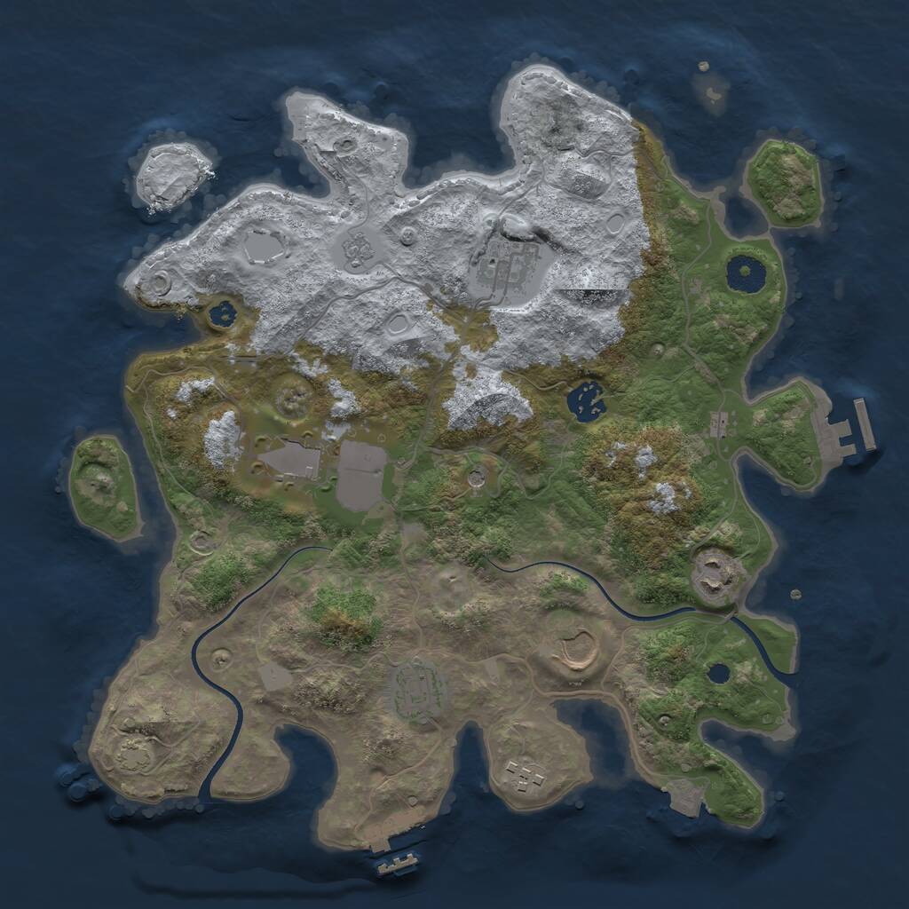 Rust Map: Procedural Map, Size: 3500, Seed: 2106414537, 13 Monuments