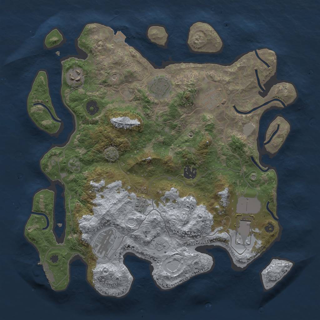 Rust Map: Procedural Map, Size: 3500, Seed: 242142303, 14 Monuments