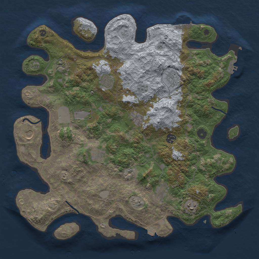 Rust Map: Procedural Map, Size: 4000, Seed: 549492111, 19 Monuments