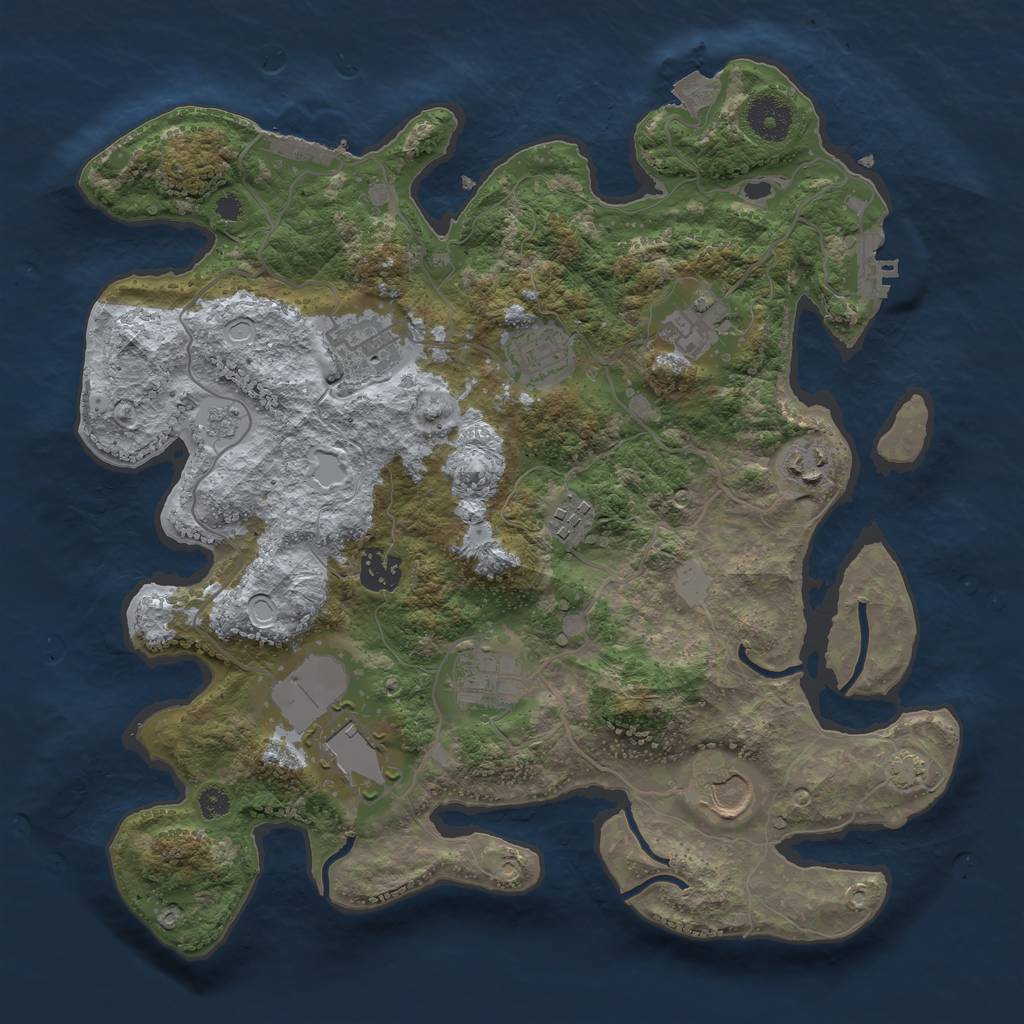 Rust Map: Procedural Map, Size: 3500, Seed: 1649205883, 16 Monuments