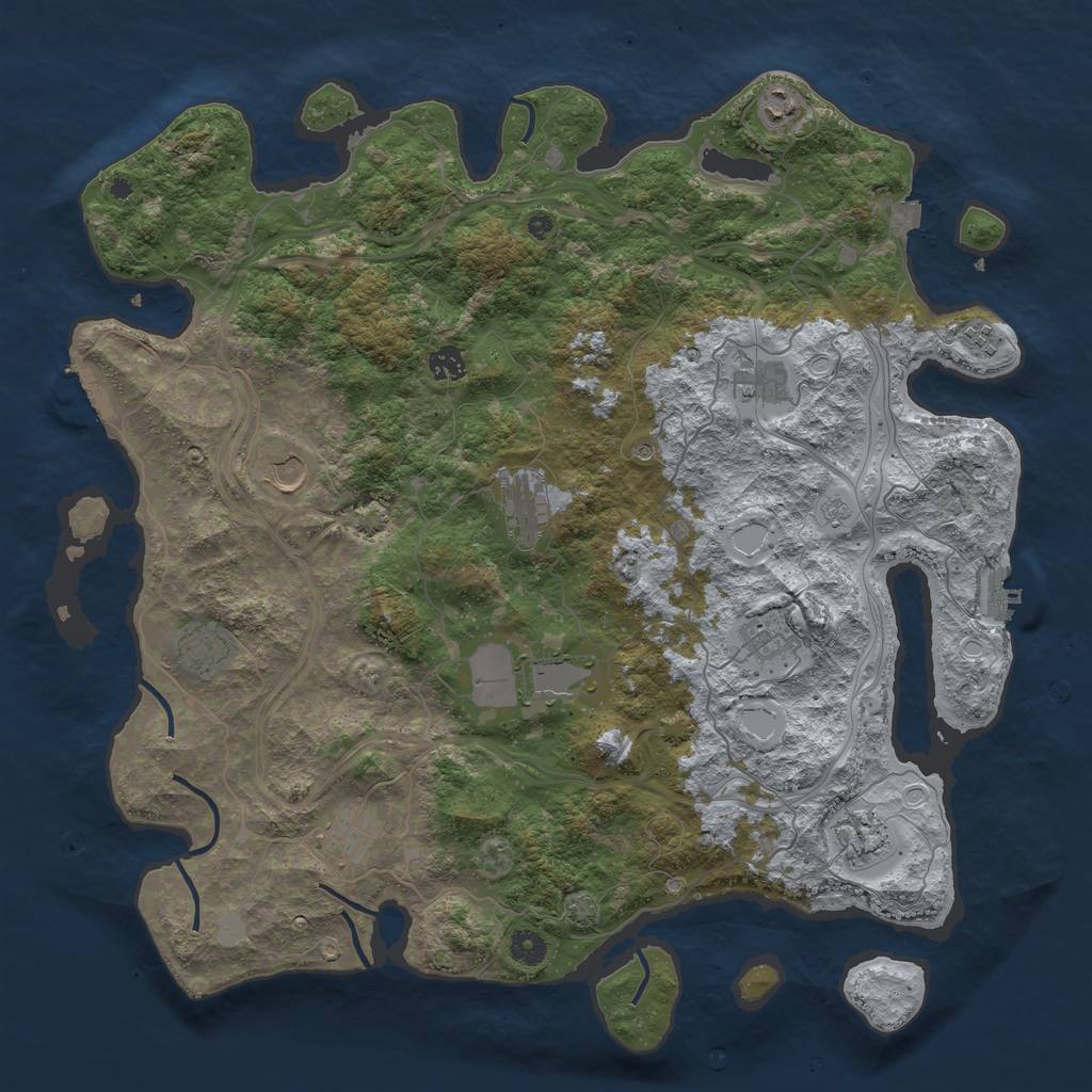 Rust Map: Procedural Map, Size: 4500, Seed: 1034876259, 19 Monuments