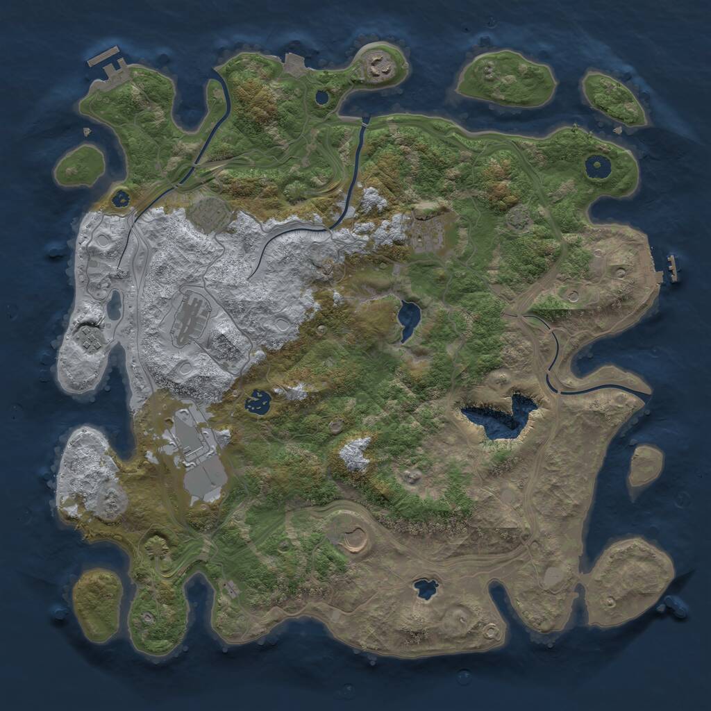 Rust Map: Procedural Map, Size: 4250, Seed: 1397465441, 13 Monuments