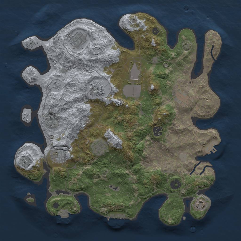 Rust Map: Procedural Map, Size: 3500, Seed: 66706304, 17 Monuments