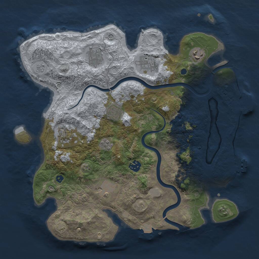 Rust Map: Procedural Map, Size: 3450, Seed: 1414209166, 14 Monuments