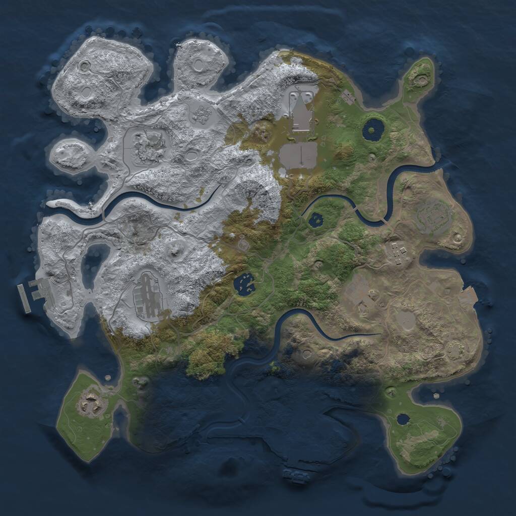 Rust Map: Procedural Map, Size: 3500, Seed: 667499362, 14 Monuments
