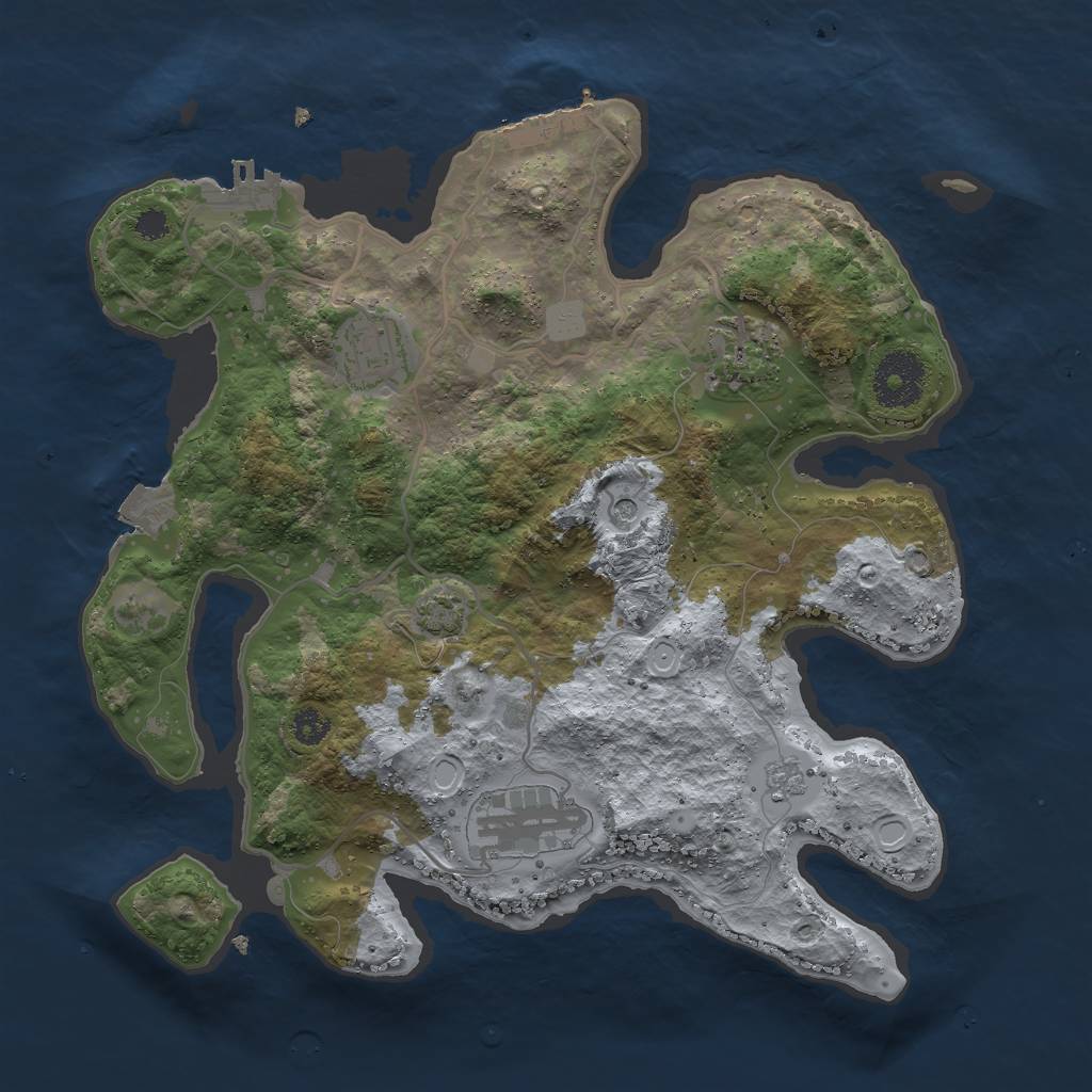 Rust Map: Procedural Map, Size: 3000, Seed: 623334449, 11 Monuments