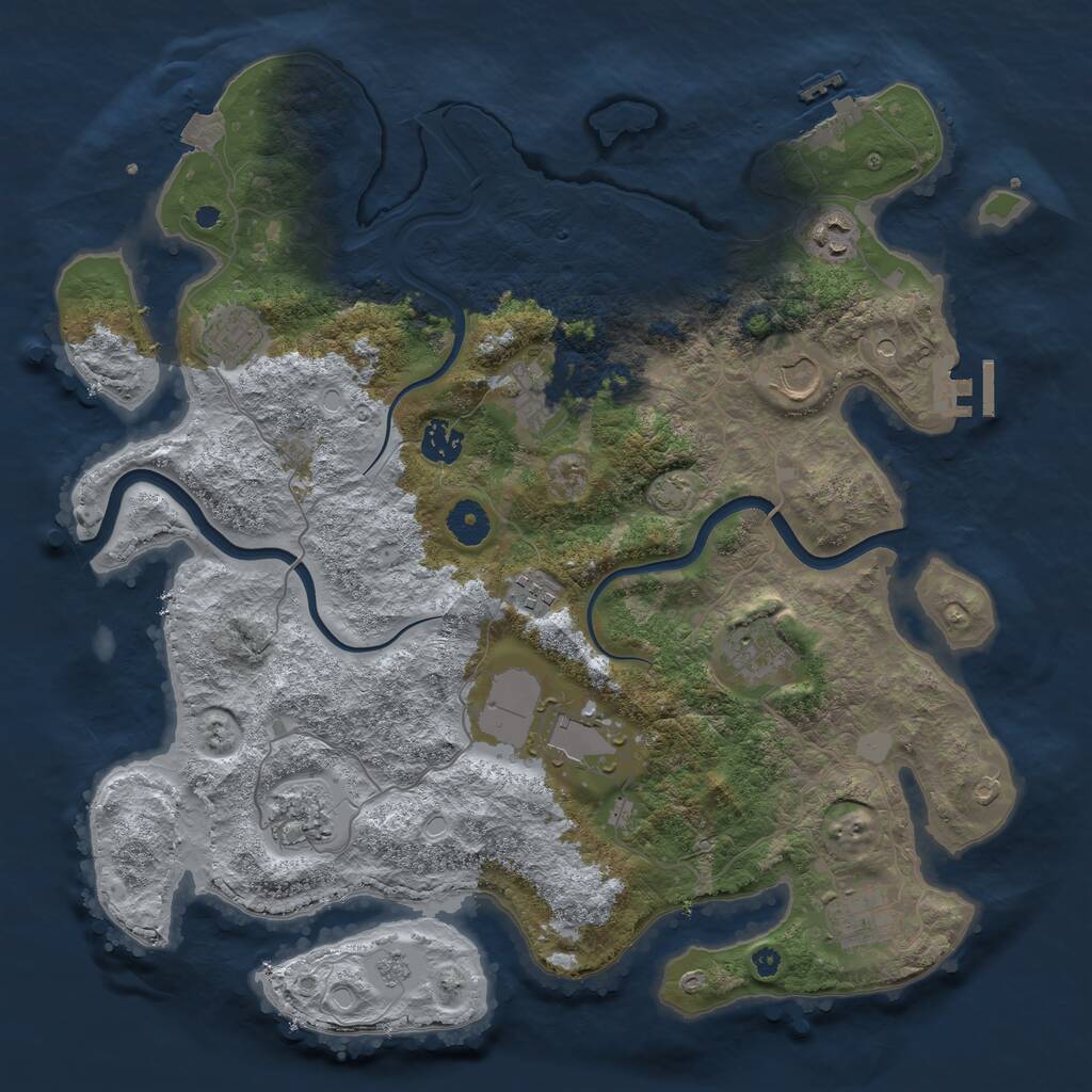 Rust Map: Procedural Map, Size: 3850, Seed: 72349999, 16 Monuments