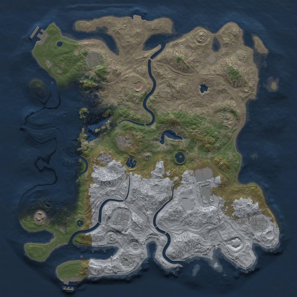Rust Map: Procedural Map, Size: 4400, Seed: 80627308, 16 Monuments