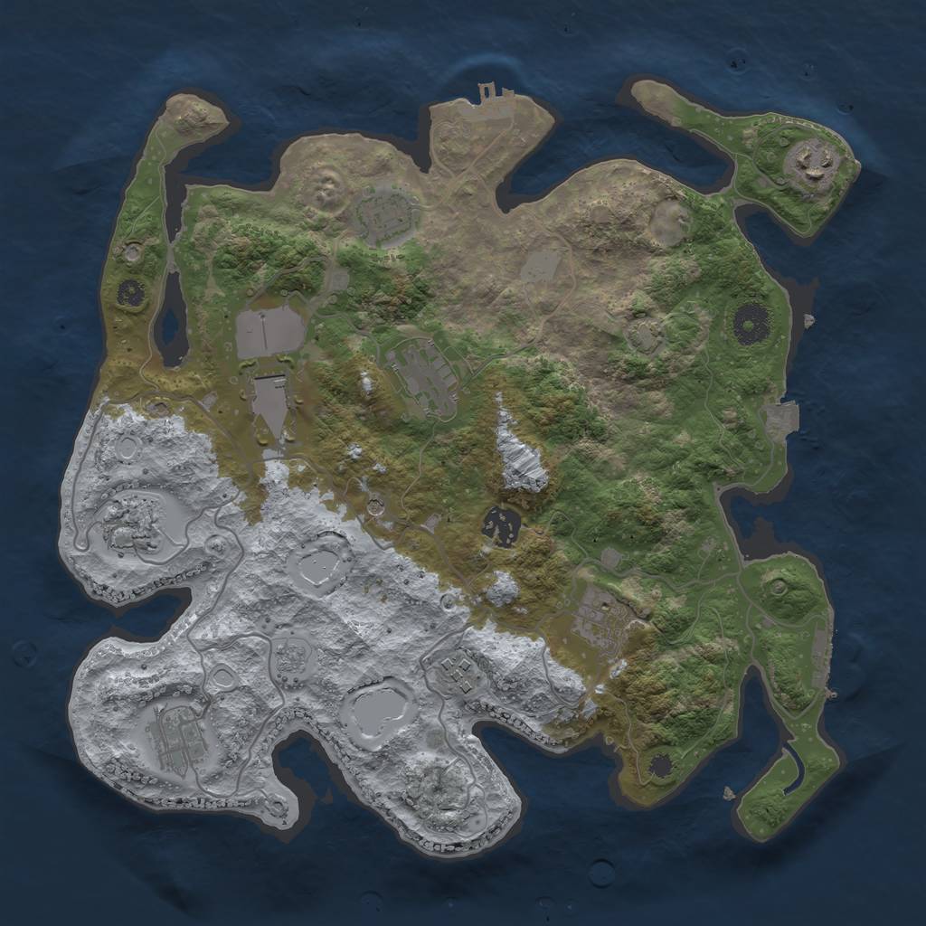 Rust Map: Procedural Map, Size: 3500, Seed: 1418745061, 17 Monuments