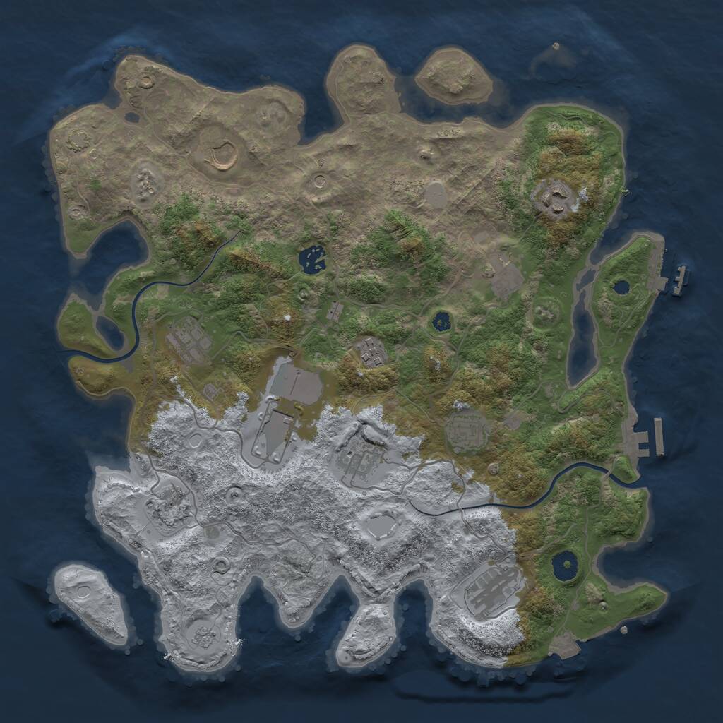 Rust Map: Procedural Map, Size: 3850, Seed: 71266619, 17 Monuments