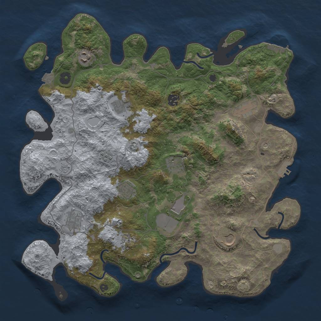 Rust Map: Procedural Map, Size: 4000, Seed: 897162340, 19 Monuments