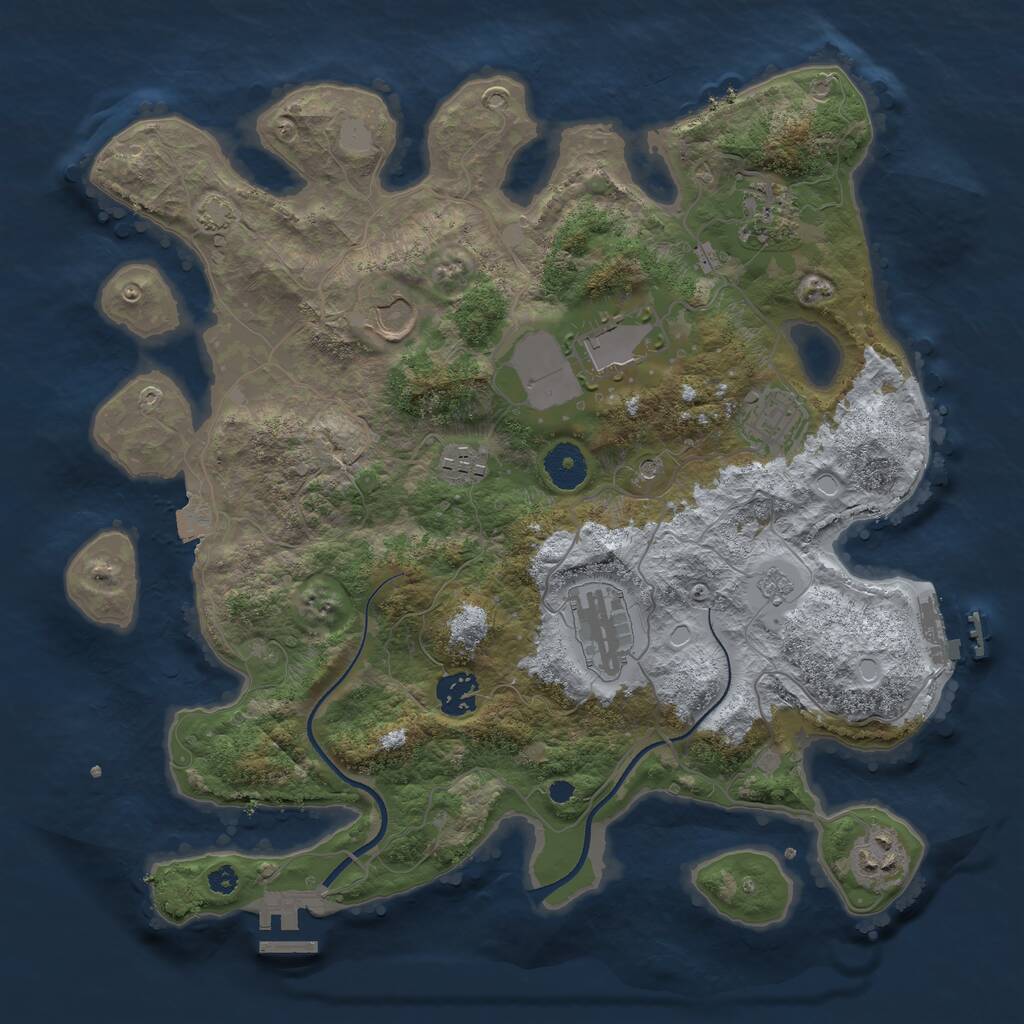Rust Map: Procedural Map, Size: 3550, Seed: 41150921, 14 Monuments