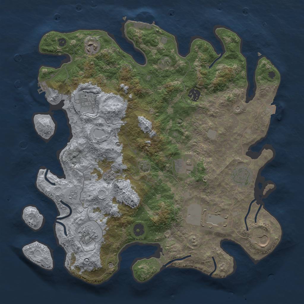 Rust Map: Procedural Map, Size: 3800, Seed: 10262647, 17 Monuments