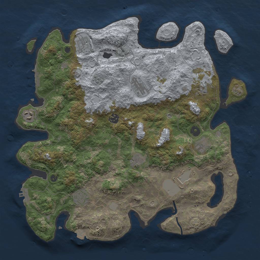 Rust Map: Procedural Map, Size: 3900, Seed: 68260485, 18 Monuments