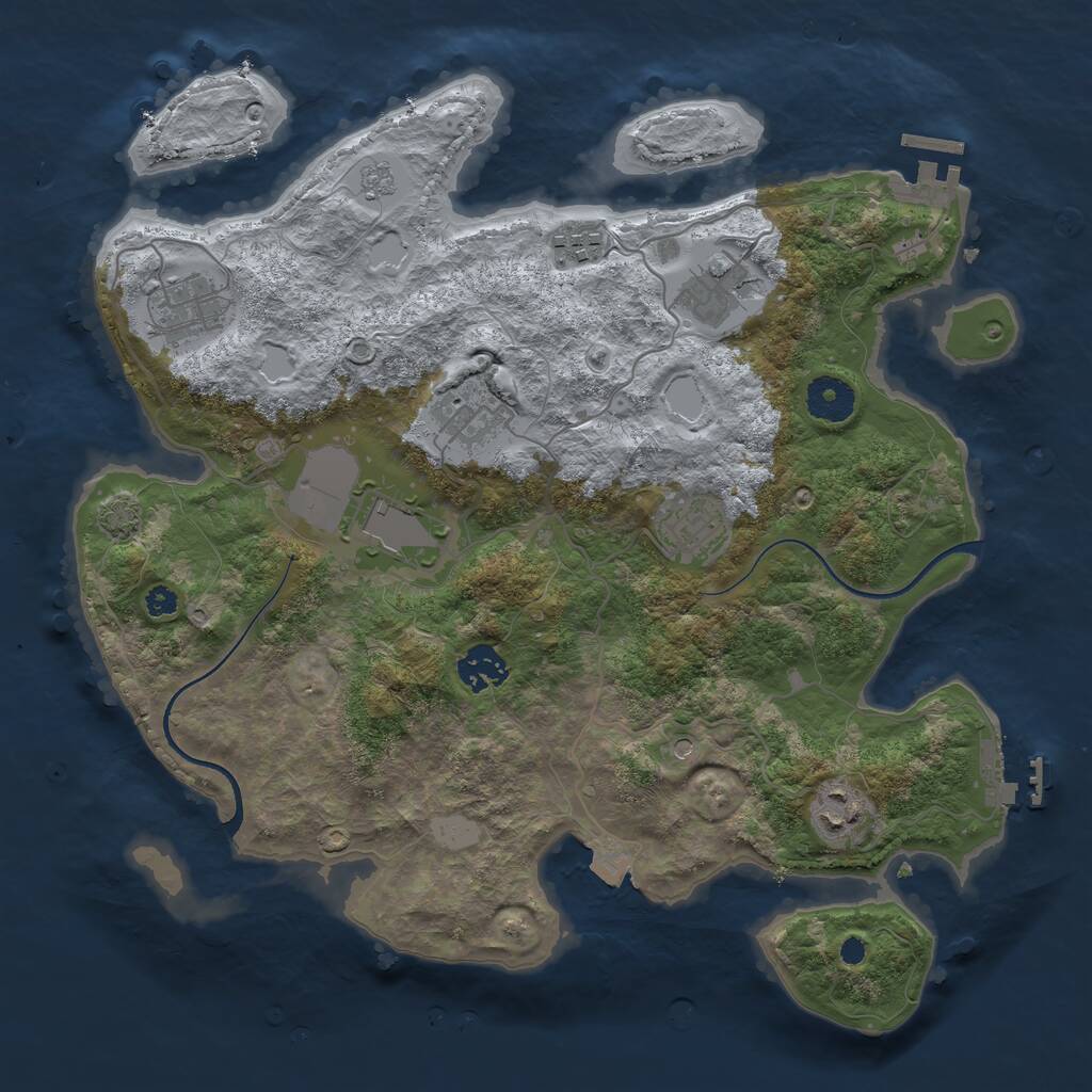 Rust Map: Procedural Map, Size: 3500, Seed: 13036625, 14 Monuments