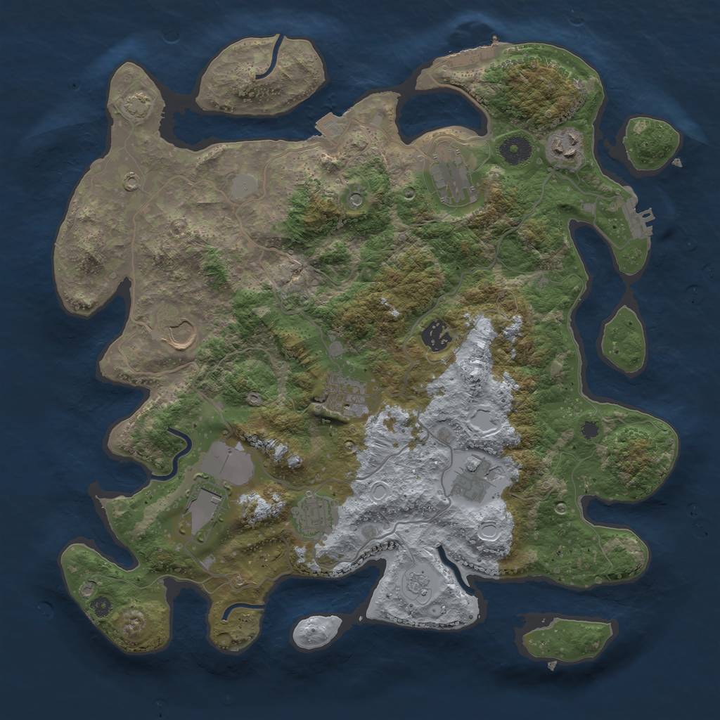 Rust Map: Procedural Map, Size: 3700, Seed: 76284214, 16 Monuments