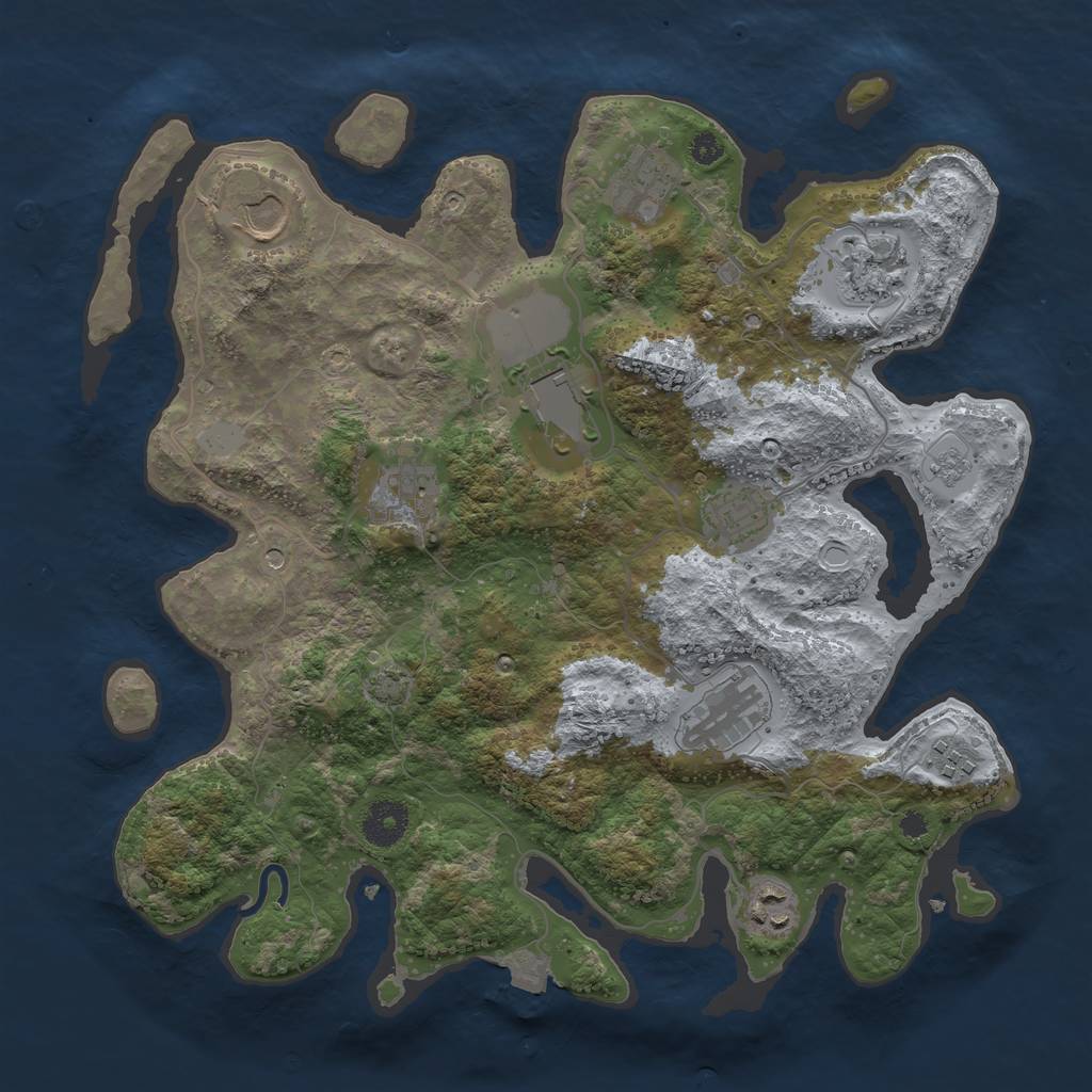 Rust Map: Procedural Map, Size: 3550, Seed: 54671166, 15 Monuments
