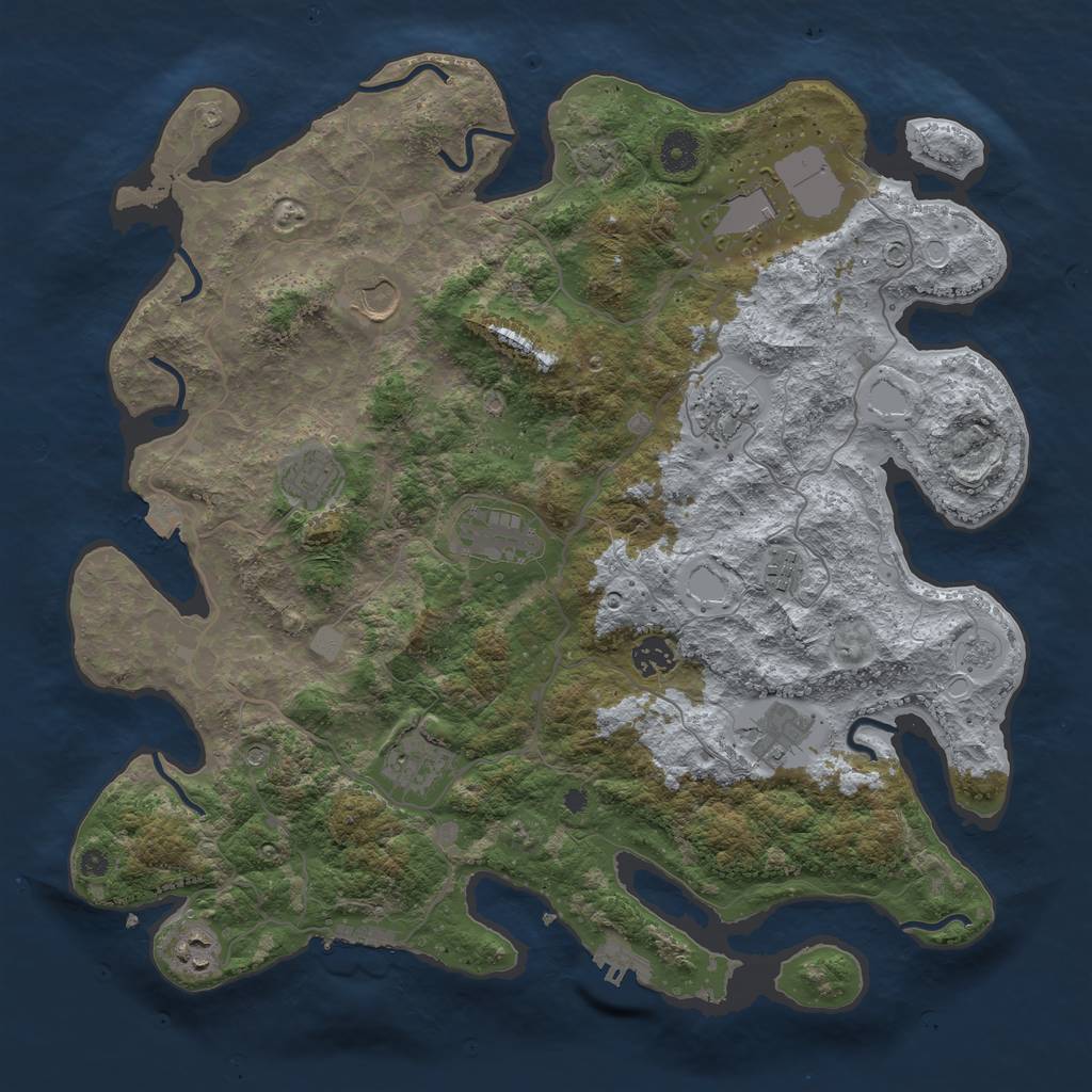 Rust Map: Procedural Map, Size: 4000, Seed: 18000916, 18 Monuments