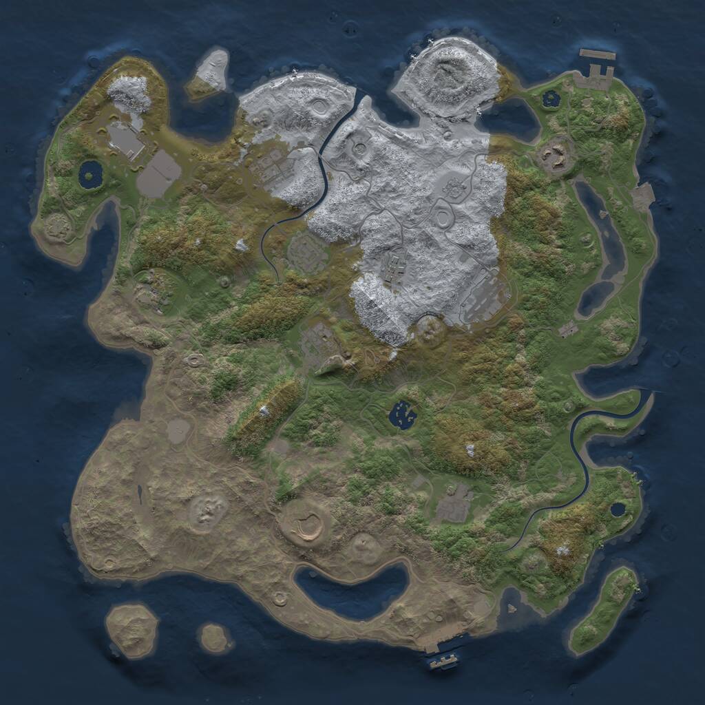 Rust Map: Procedural Map, Size: 3950, Seed: 46546367, 17 Monuments