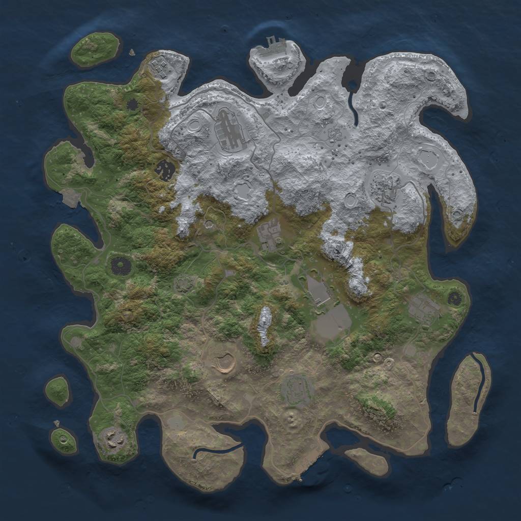 Rust Map: Procedural Map, Size: 3900, Seed: 66897946, 18 Monuments