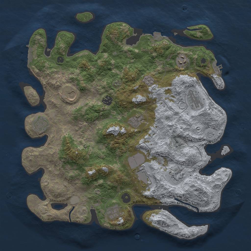 Rust Map: Procedural Map, Size: 3900, Seed: 94617761, 18 Monuments