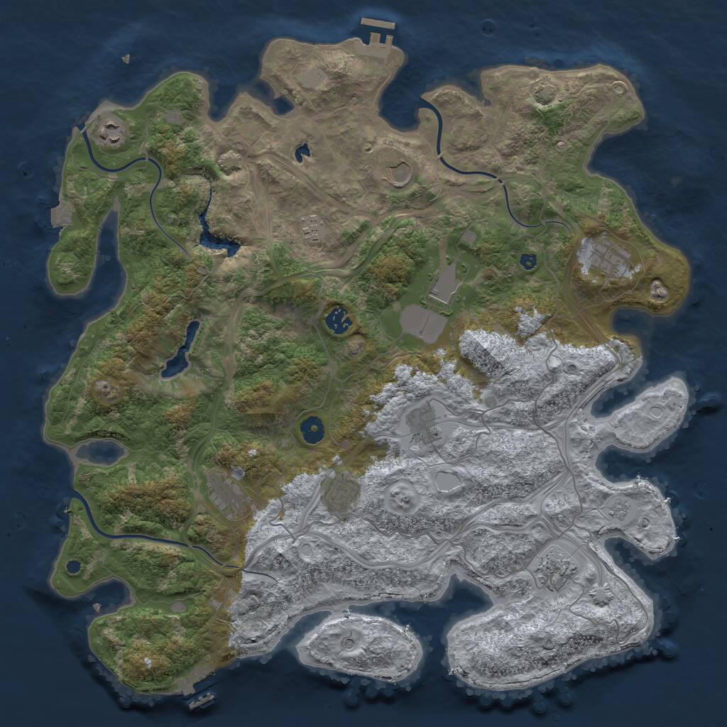 Rust Map: Procedural Map, Size: 4300, Seed: 73288036, 16 Monuments