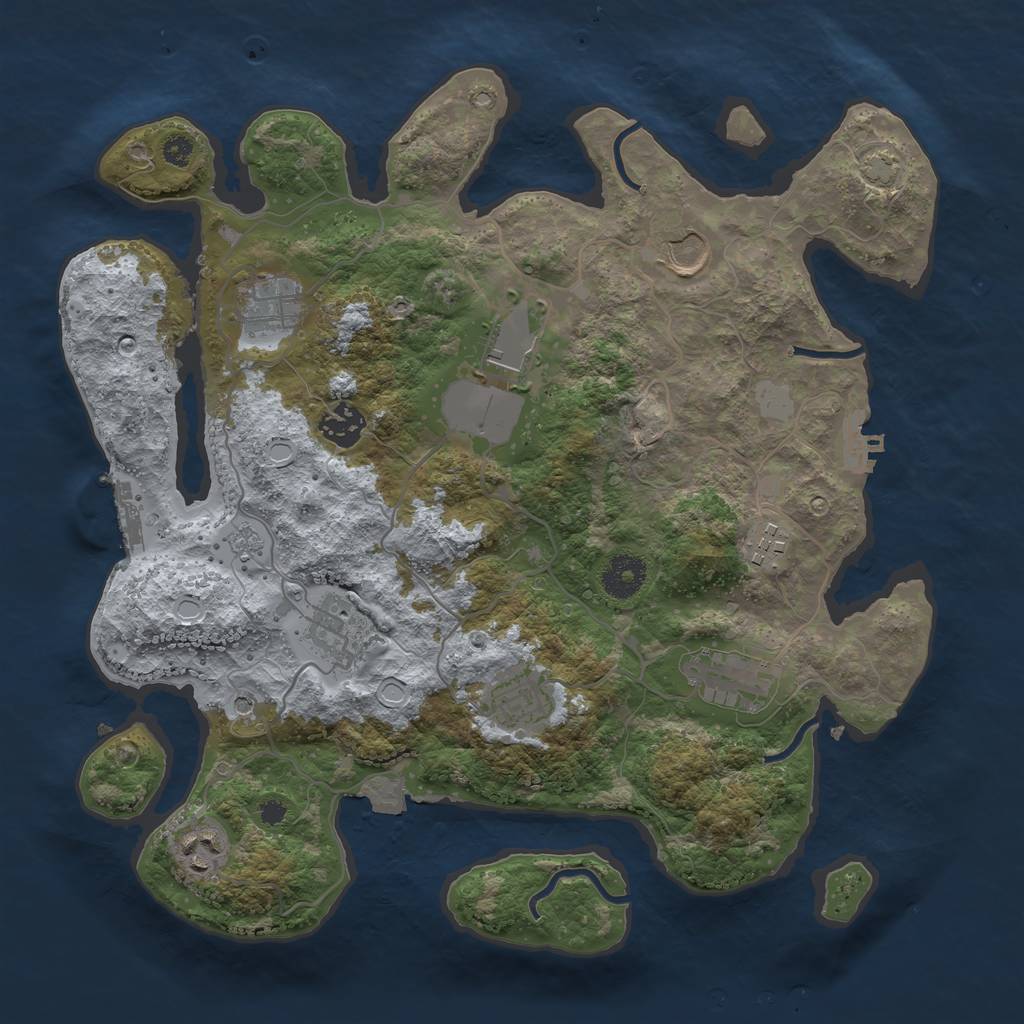 Rust Map: Procedural Map, Size: 3500, Seed: 2068709417, 17 Monuments