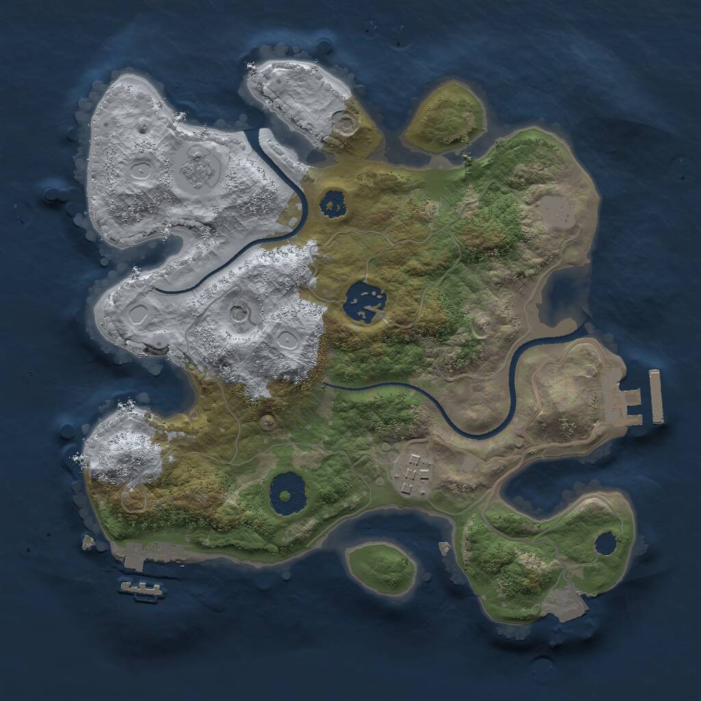 Rust Map: Procedural Map, Size: 2600, Seed: 1226650540, 7 Monuments