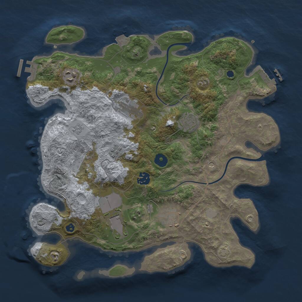 Rust Map: Procedural Map, Size: 3500, Seed: 1148927077, 13 Monuments