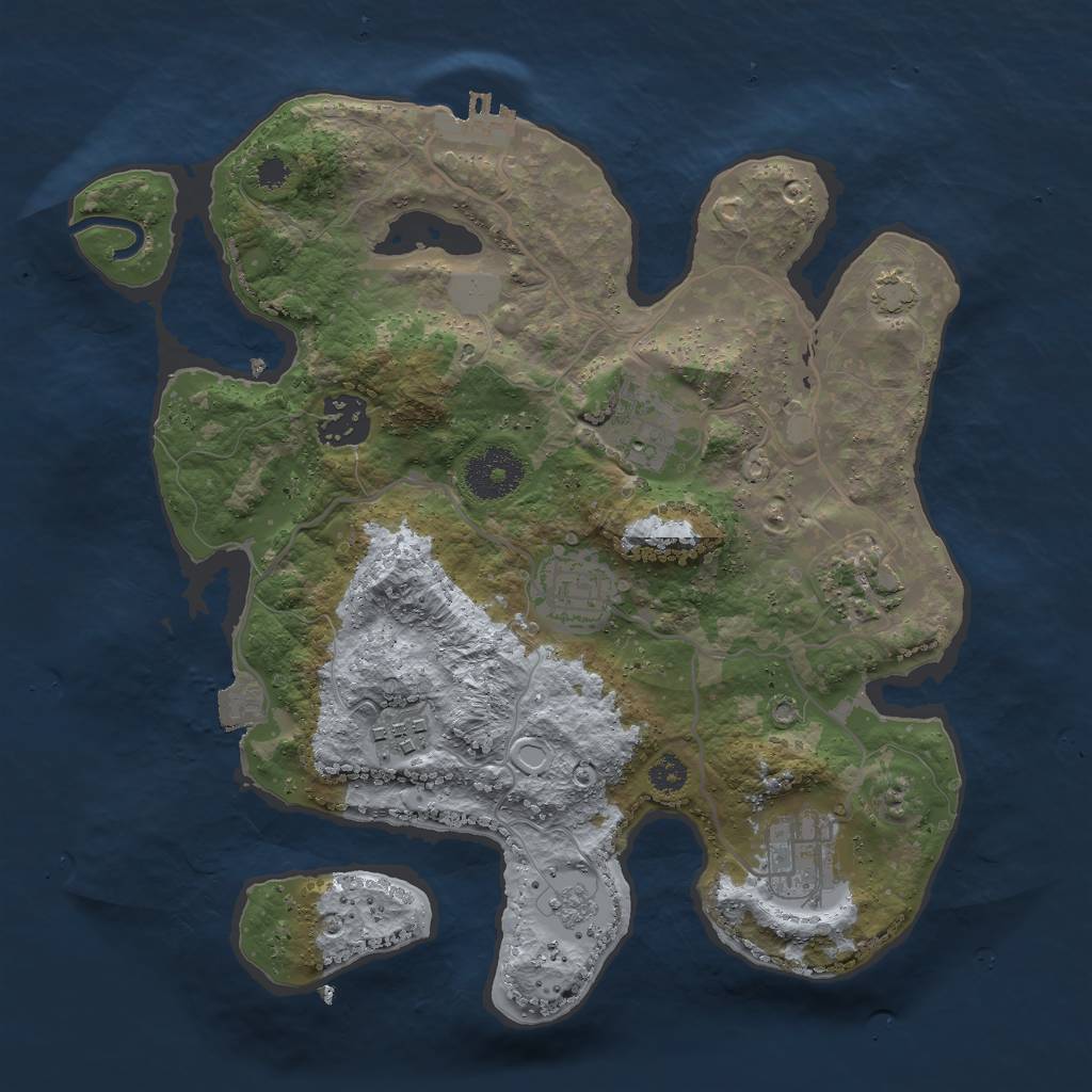 Rust Map: Procedural Map, Size: 3000, Seed: 2075933658, 12 Monuments