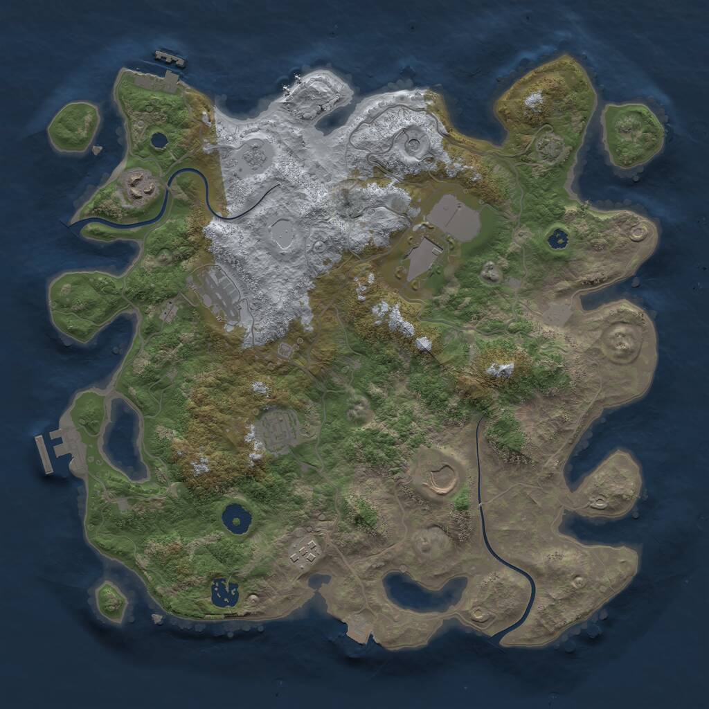Rust Map: Procedural Map, Size: 3650, Seed: 65567806, 13 Monuments