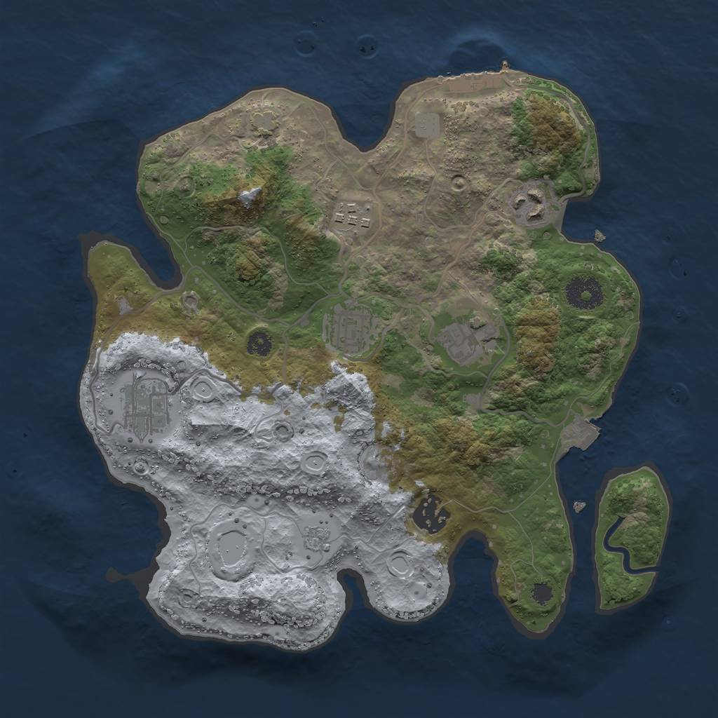 Rust Map: Procedural Map, Size: 3000, Seed: 1865768314, 12 Monuments