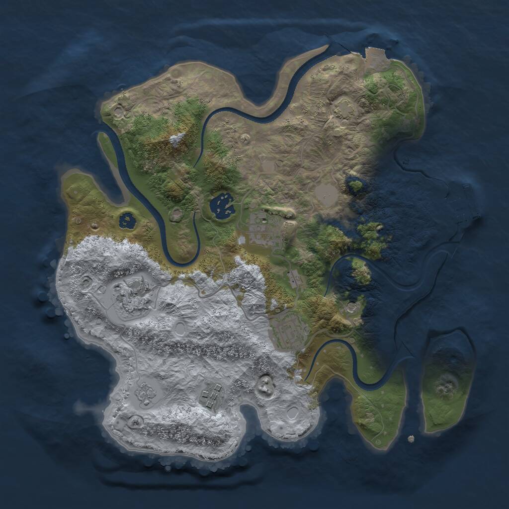 Rust Map: Procedural Map, Size: 3000, Seed: 1865768314, 10 Monuments
