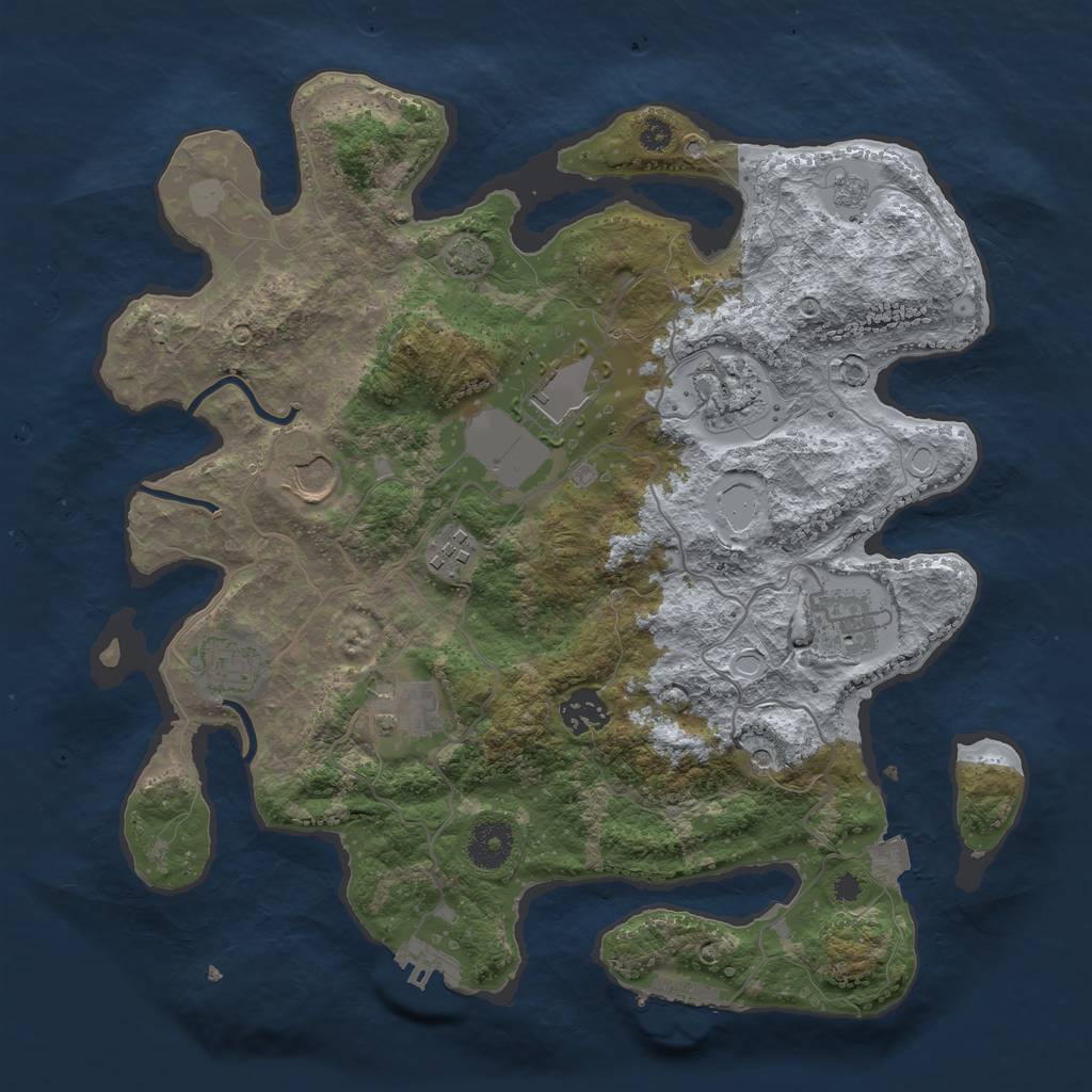 Rust Map: Procedural Map, Size: 3500, Seed: 358499757, 16 Monuments