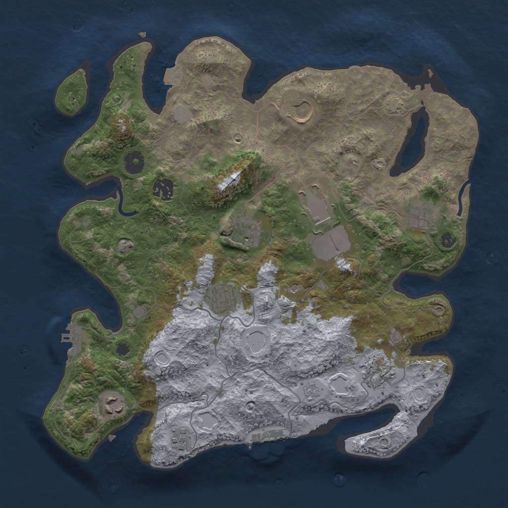 Rust Map: Procedural Map, Size: 3500, Seed: 351817007, 17 Monuments