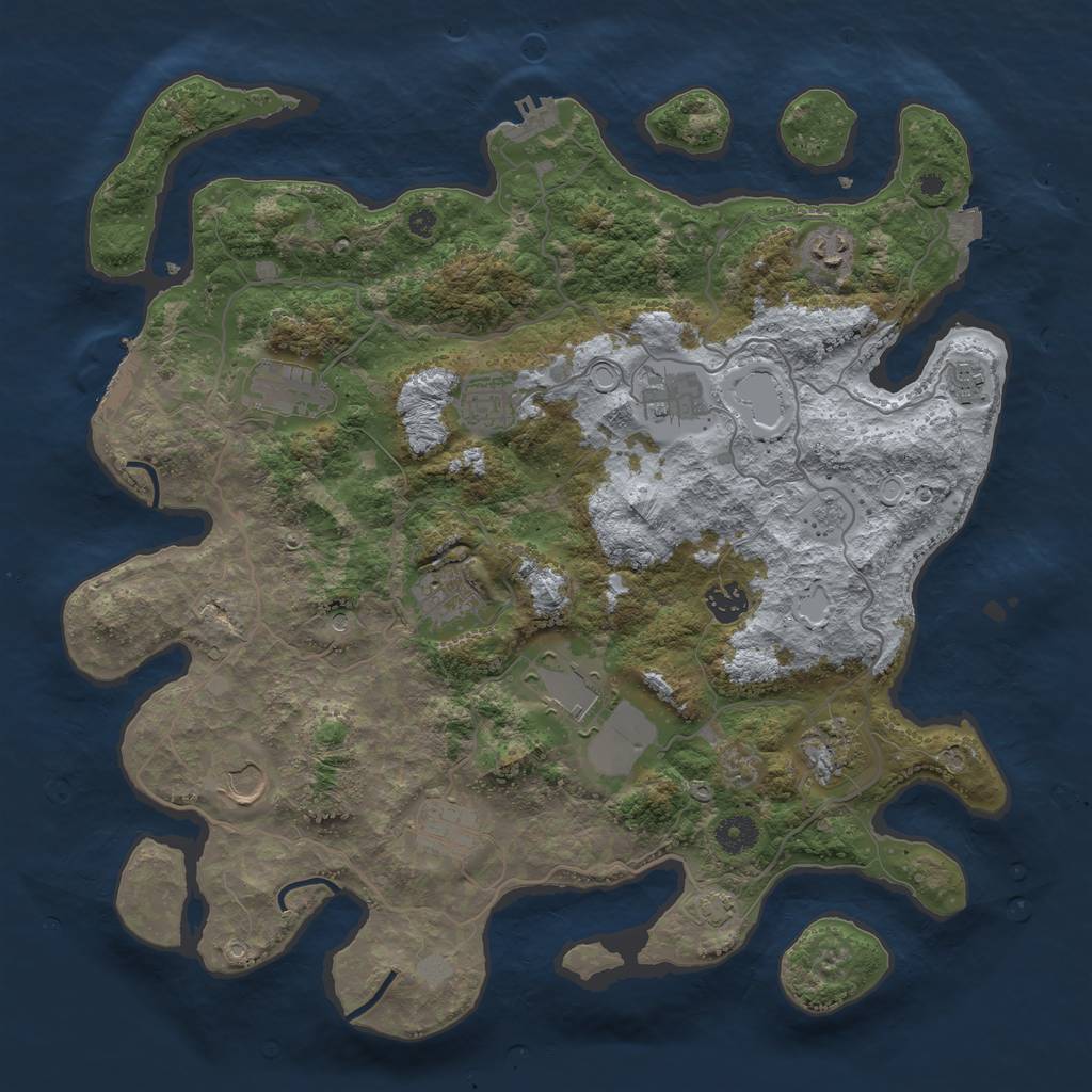 Rust Map: Procedural Map, Size: 4000, Seed: 472645620, 19 Monuments