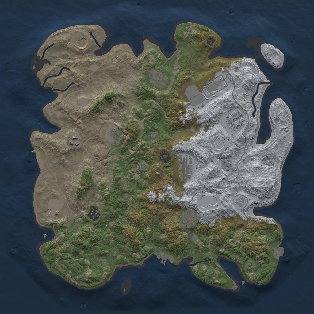 Rust Map: Procedural Map, Size: 4000, Seed: 1162693322, 19 Monuments