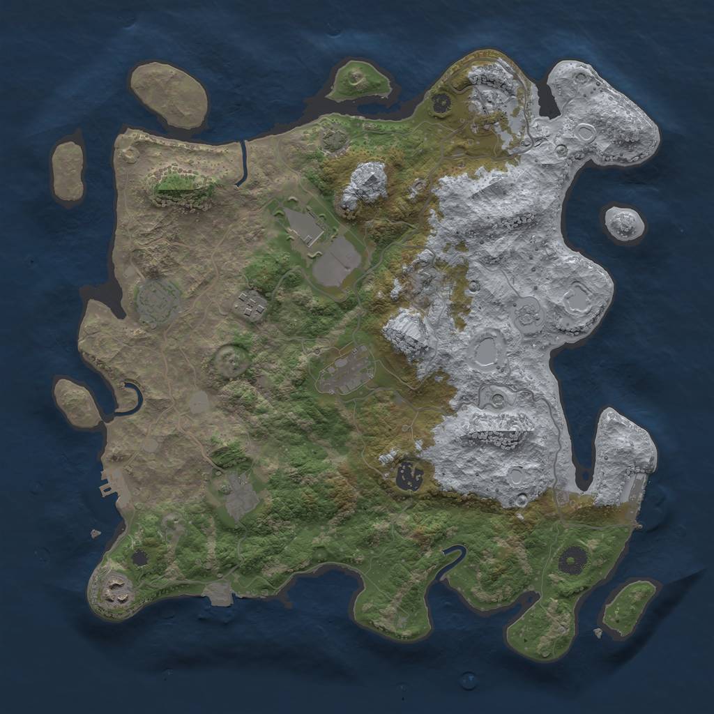 Rust Map: Procedural Map, Size: 3800, Seed: 29852175, 16 Monuments
