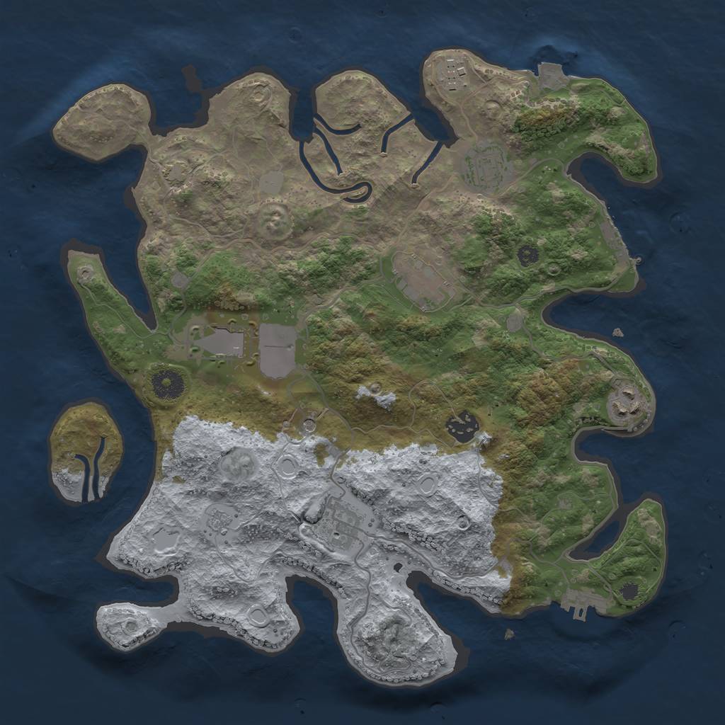Rust Map: Procedural Map, Size: 3500, Seed: 366692558, 15 Monuments