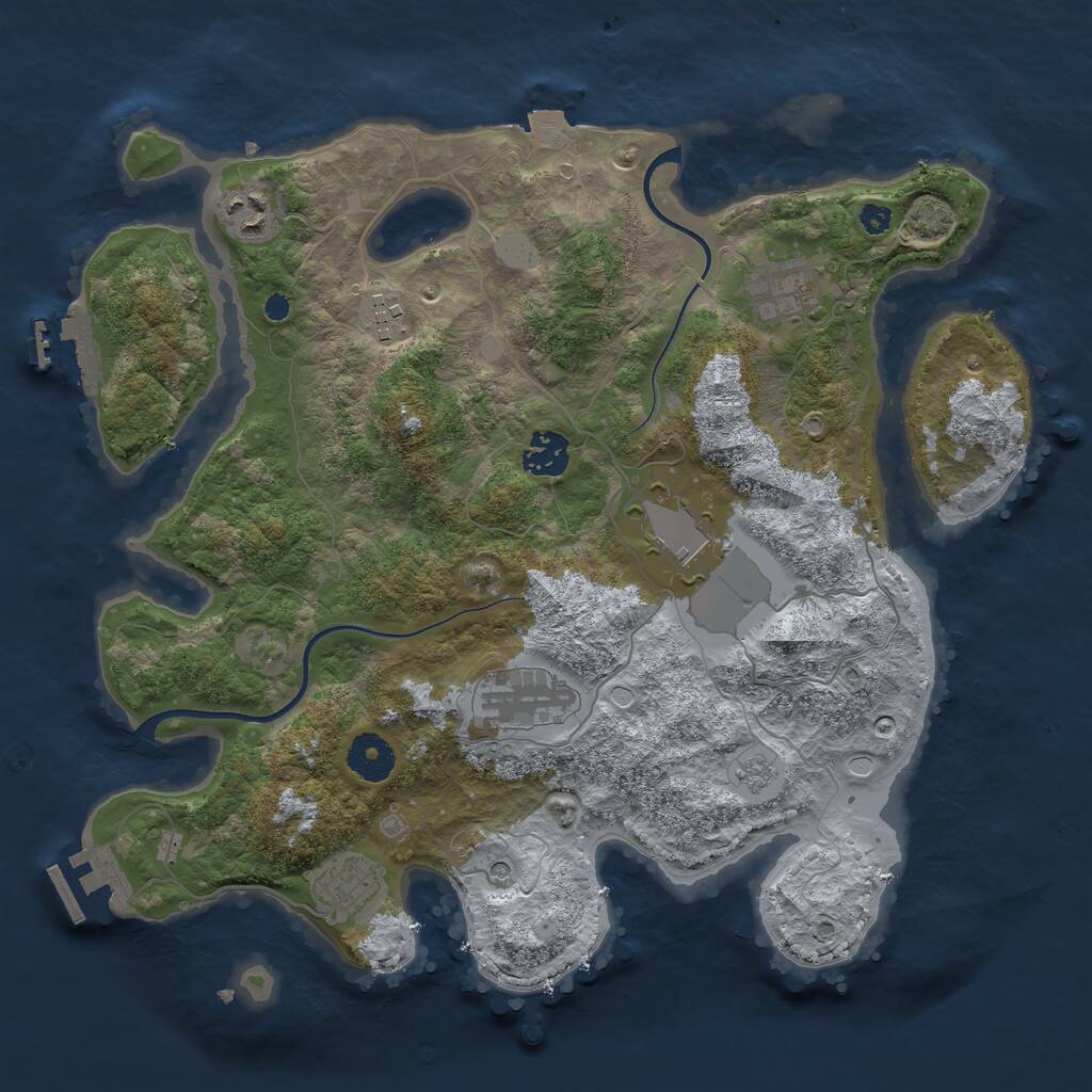 Rust Map: Procedural Map, Size: 3500, Seed: 2069630505, 13 Monuments