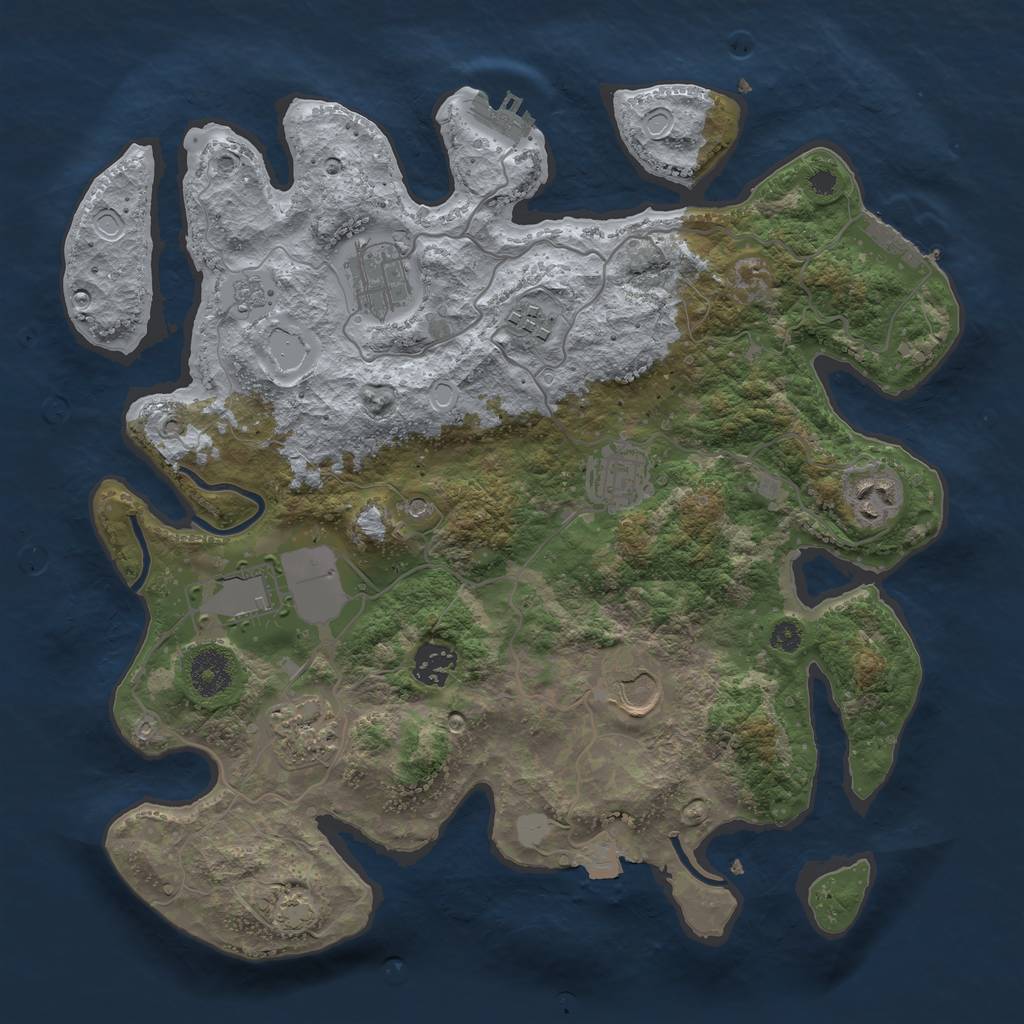 Rust Map: Procedural Map, Size: 3500, Seed: 44183456, 16 Monuments