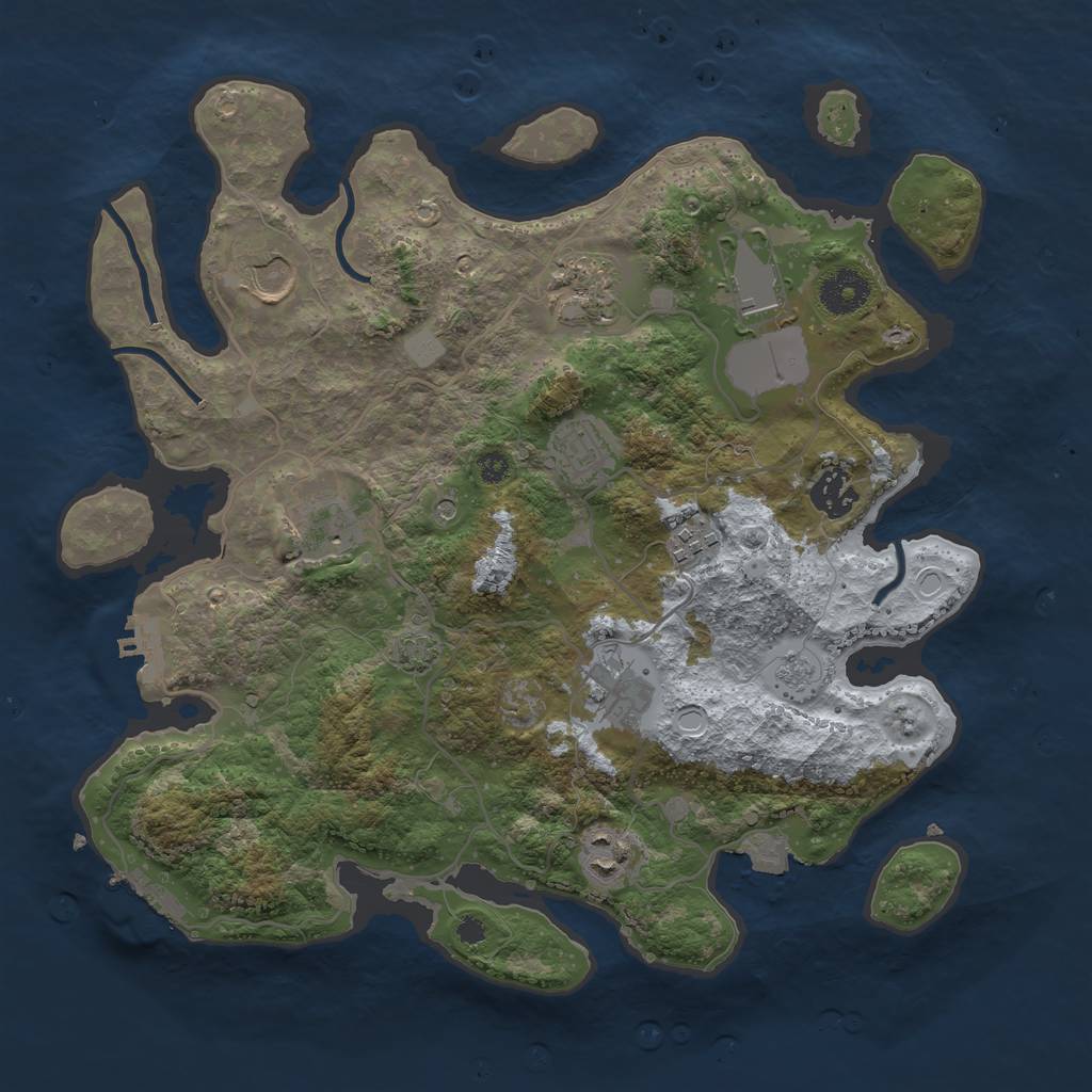 Rust Map: Procedural Map, Size: 3500, Seed: 1276494043, 17 Monuments